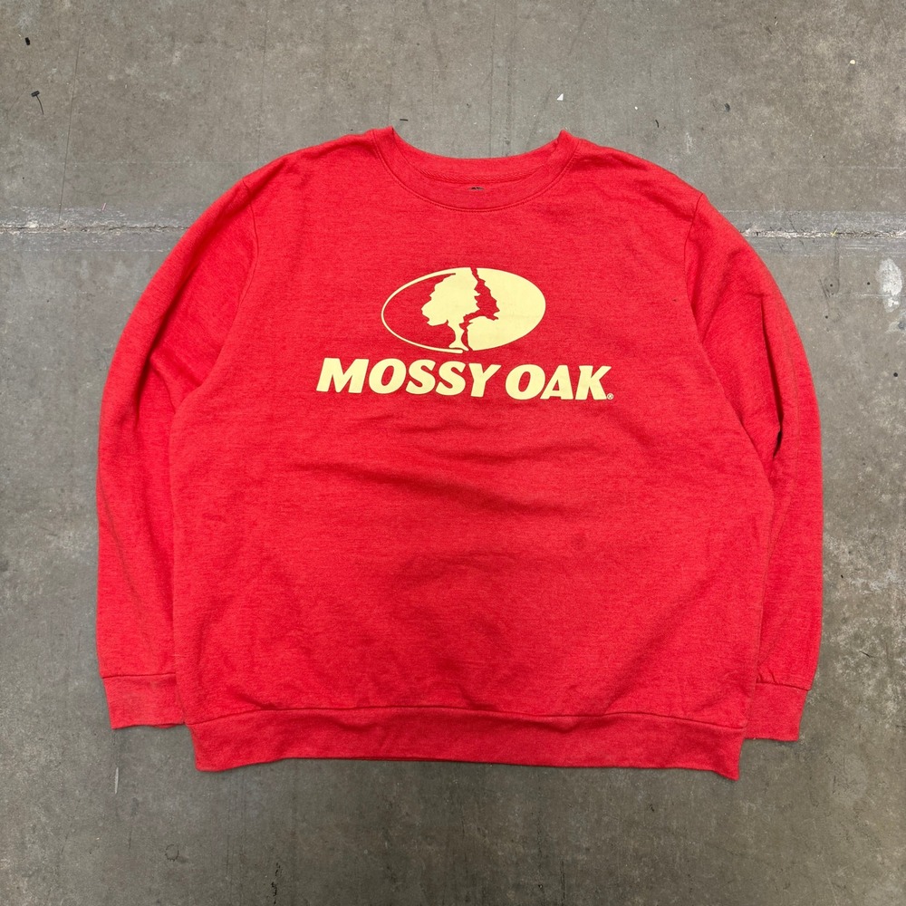 Mossy Oak Sweatshirt Womens XL Red Graphic Crewneck Long Sleeve Cotton Blend‎